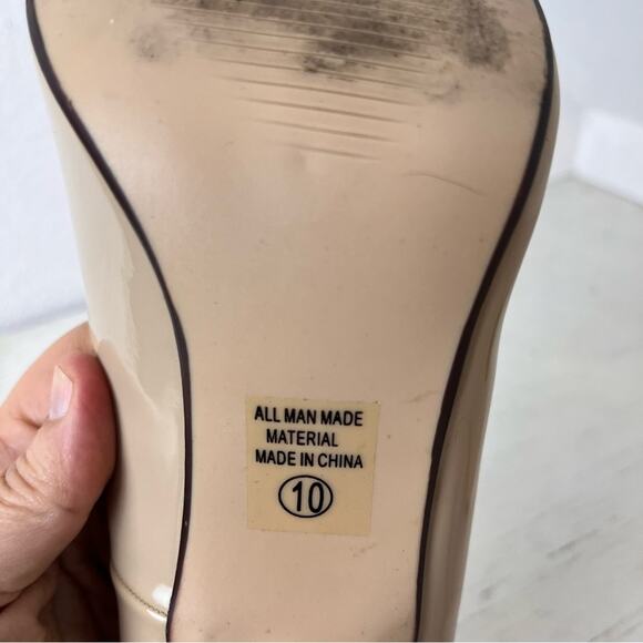 Shiekh nude faux patent ultra high heels gold tone toe plate 10 - Picture 11 of 12